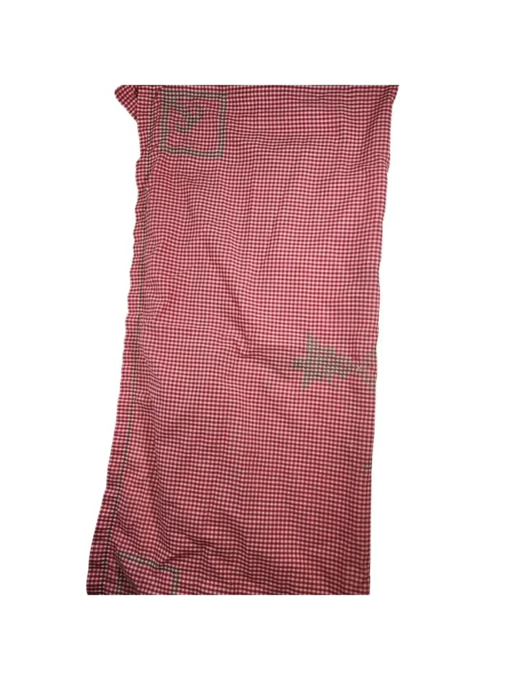 Vintage Red Gingham Tablecloth Hand Embroidered Christmas Tree Cross Stitch 40